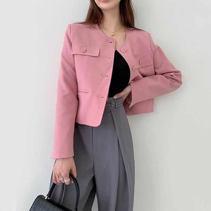 Lunailed 여성 데일리 라운드 자켓 국내생산
