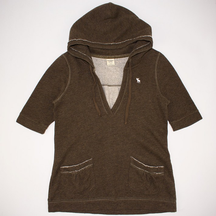 빈티지테크 469.아베크롬비 기모 반팔 후드티셔츠정품여성 L