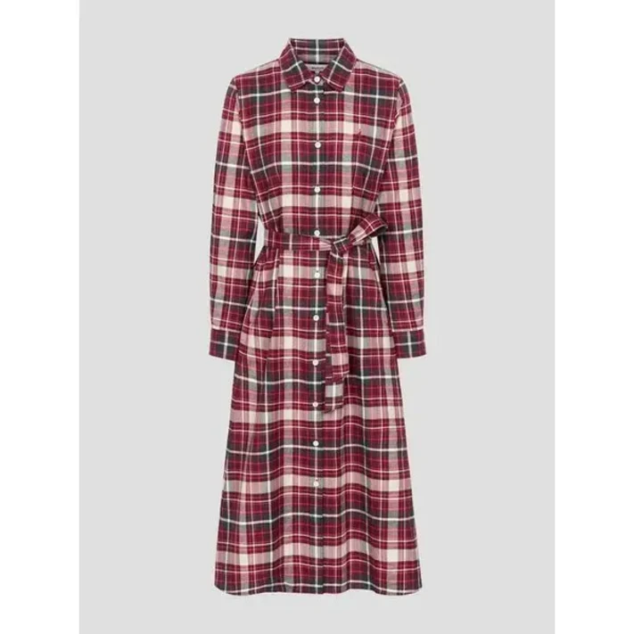 빈폴 BEANPOLE BF5971C026 25FW 기모 체크 셔츠 원피스  레드 323793