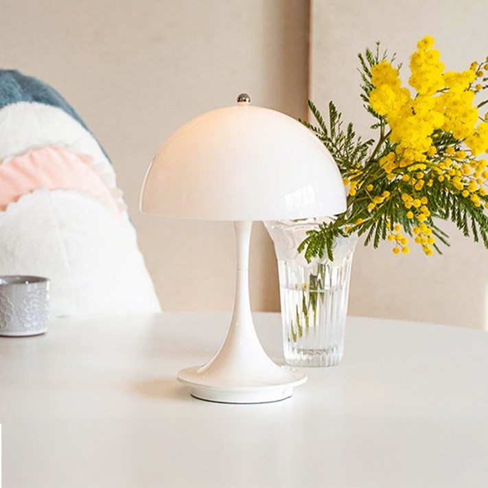 사는잼 LED 판텔라 포터블 테이블 충전식 침실 수면 스탠드 무드등 3단계 밝기조절가능, 화이트