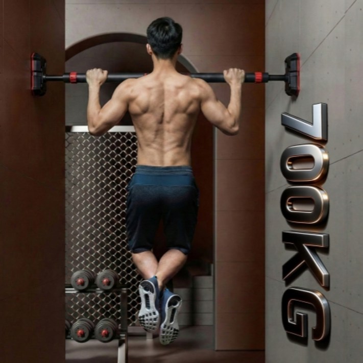 문틀 턱걸이 철봉 라쳇 잠금장치 극강 고정 턱걸이 봉 실내 운동기구, 블랙