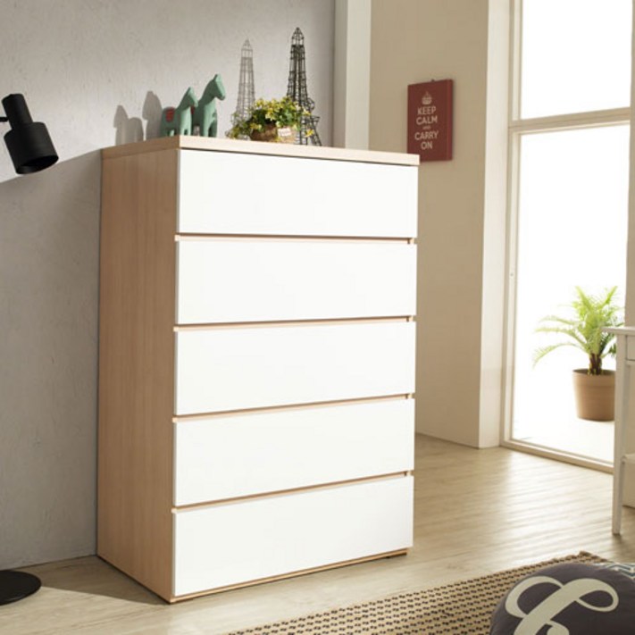 늘봄 5단 800서랍장 4color, 내추럴화이트