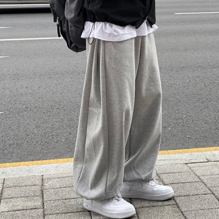 르위당일출고 남자트레이닝 벌룬 조거 밴딩 와이드팬츠 빅사이즈 오버핏 남자추리닝