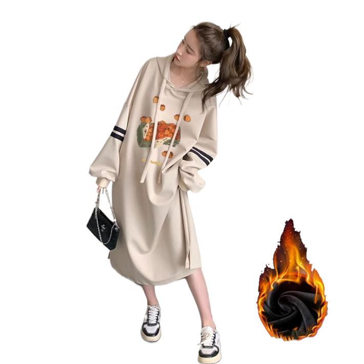 빅 사이즈 기모 일자형 환절기 원피스 여성 베이직 편안하다 원피스 뉴타임즈 1230YD24M