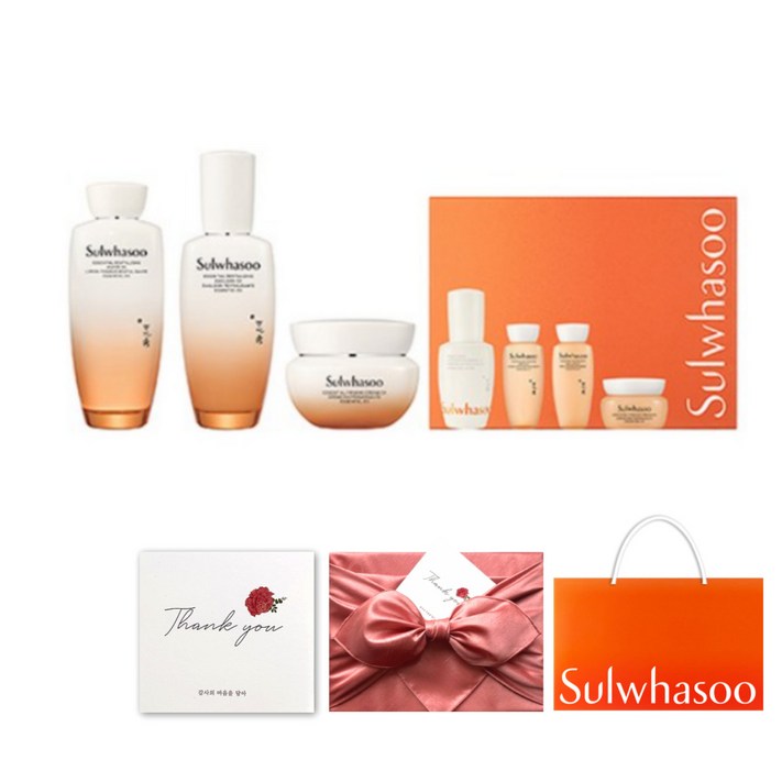 정품탄력3종 실크보자기포장쇼핑백  감사카드