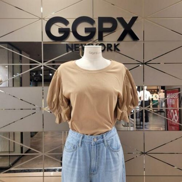 GGPX 퍼프 벌룬 소매 라운드 티셔츠 GKC8-TS825F 20230607