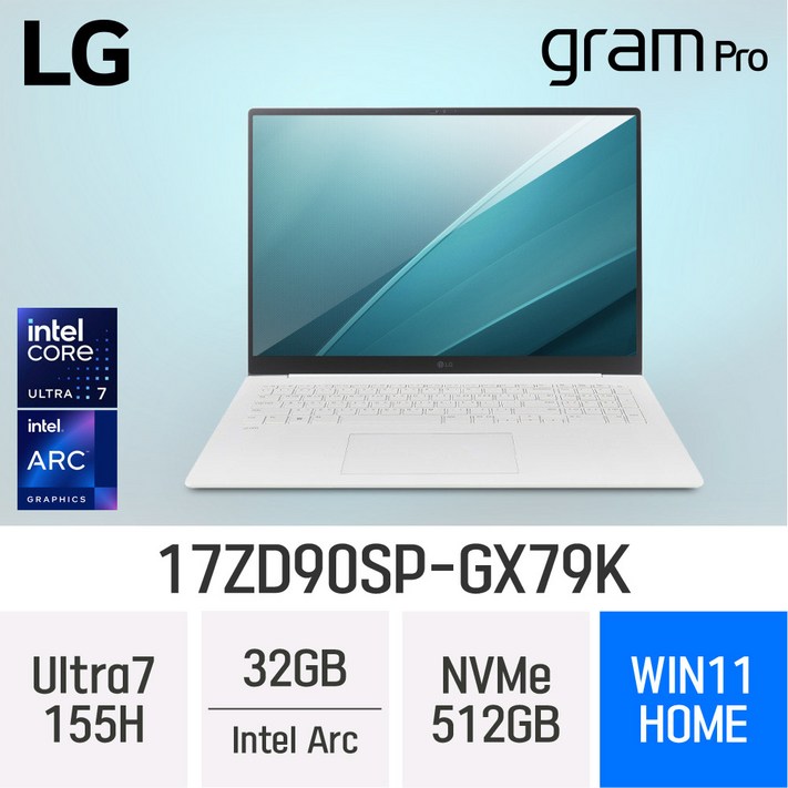 당일출고 LG전자 그램 프로17 17ZD90SPGX79K 디자인작업용 업무용 고사양 노트북, 17ZD90SPGX79K, WIN11 Home, 32GB, 512GB, White 당일출고 LG전자 그램 프로17 17ZD90SPGX79K 디자인작업용 업무용 고사양 노트북, 17ZD90SPGX79K, WIN11 Home, 32GB, 512GB, White