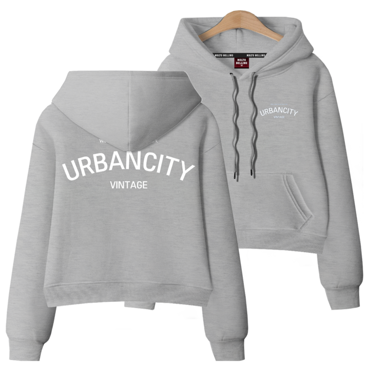 ANSANGSA 기모 urbancity 여성 semi크롭 루즈핏 후드 티셔츠