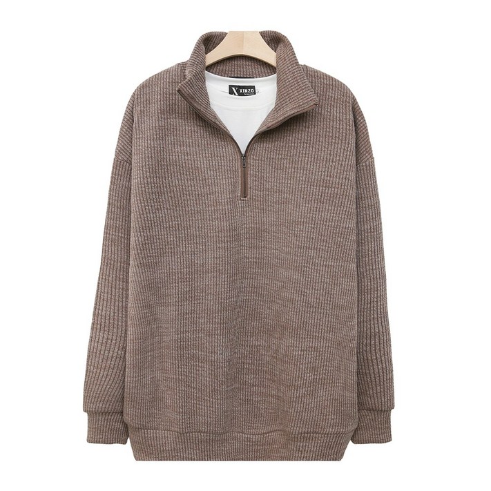 XINZO 남여 세미 오버핏 하프집업 반지퍼 가을 겨울 데일리 저렴한 니트 골지 스웨터 맨투맨