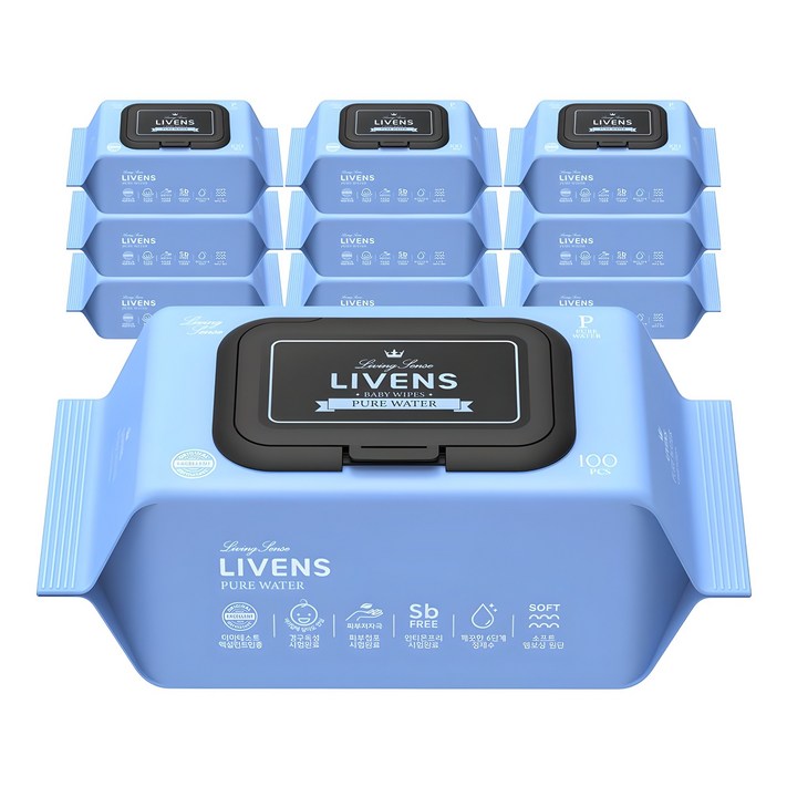 리벤스 퓨어워터 아기물티슈 엠보싱 캡형