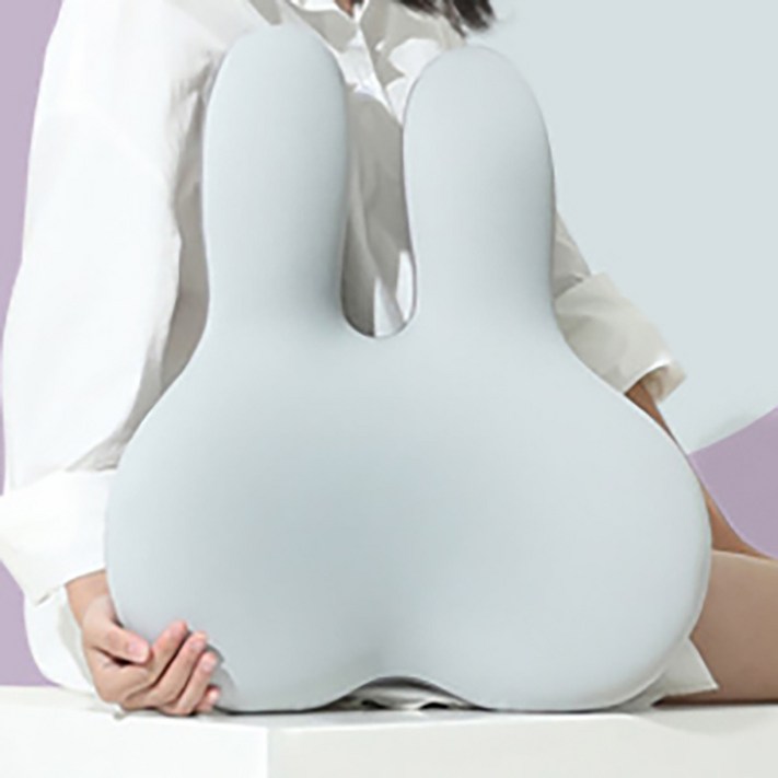 세라토 모찌토끼 등허리 쿠션 사무실 자동차 의자쿠션, 그레이 세라토 모찌토끼 등허리 쿠션 사무실 자동차 의자쿠션, 그레이