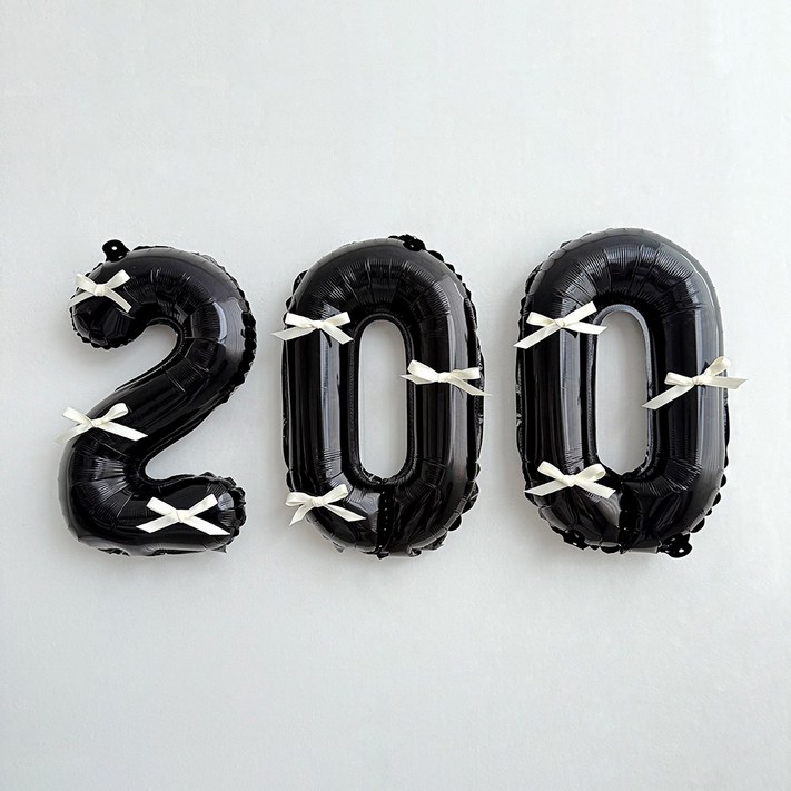 파티몬 블랙 숫자 풍선 발레코어 리본 셀프 백일 촬영 소품 용품