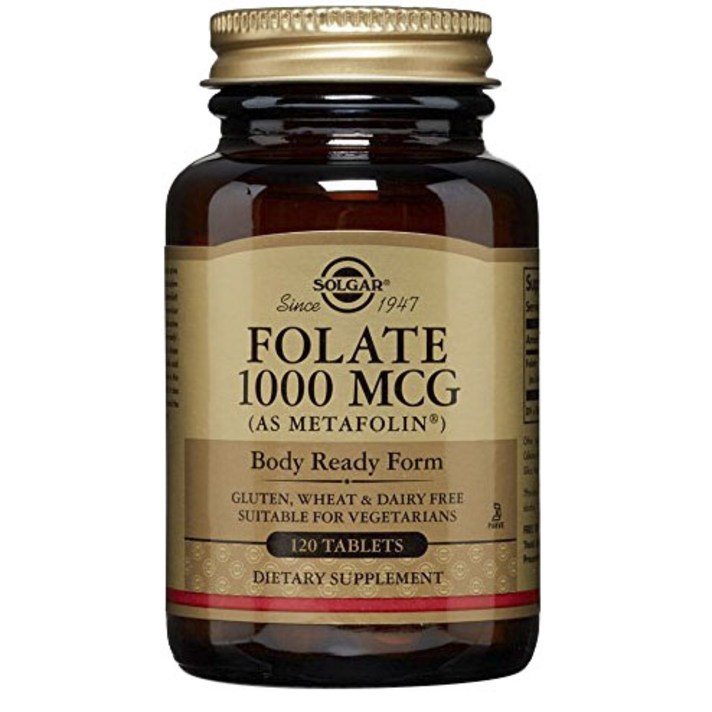 솔가 폴레이트 1000mcg 글루텐 프리 비건 무설탕 타블렛, 120개입, 1개