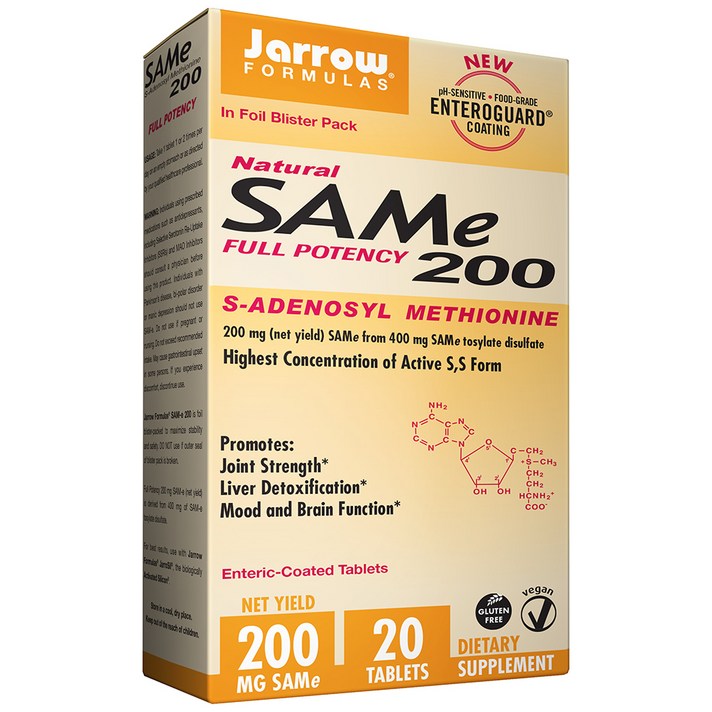 재로우 SAMe 200mg 타블렛 글루텐 프리 비건, 20개입, 1개