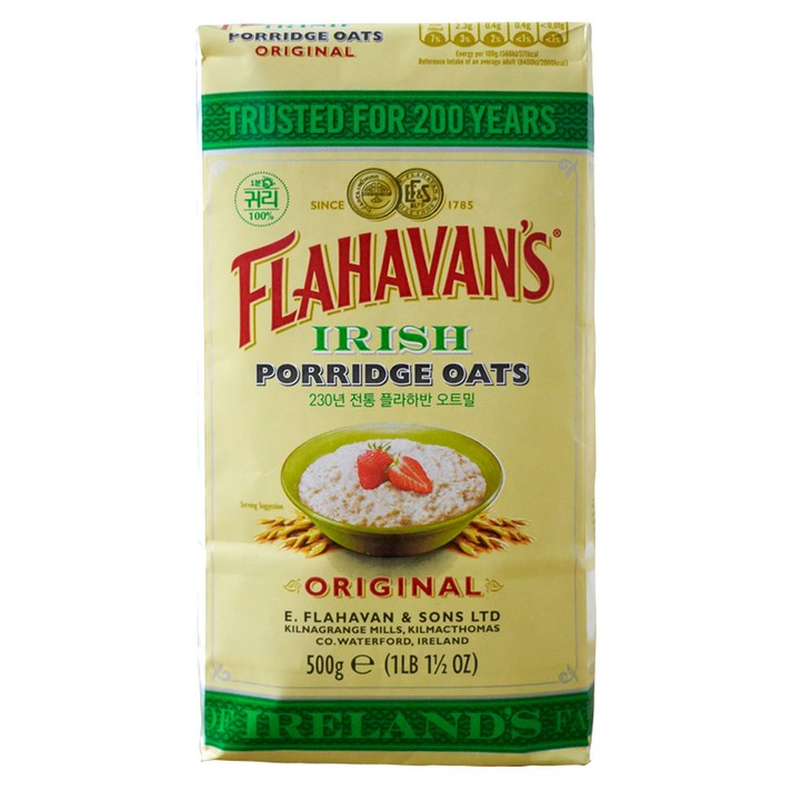 플라하반 포리지 오트밀, 500g, 1개