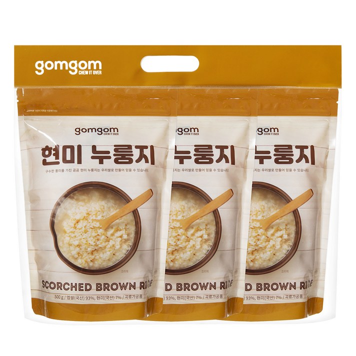 곰곰 구수한 끓여먹는 현미 누룽지, 500g, 3개