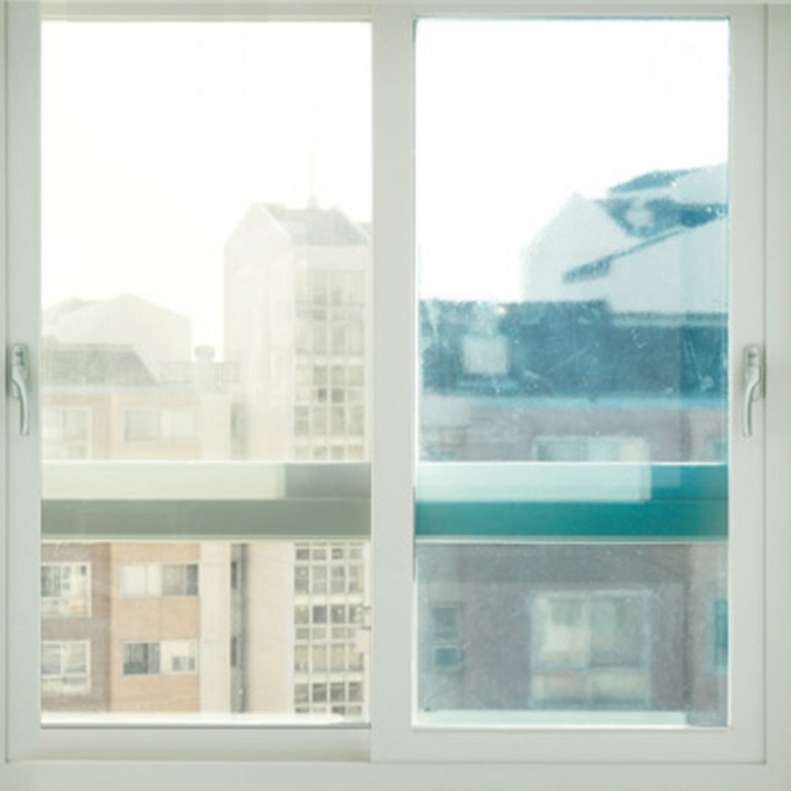 해담 무접착 사계절 창문 단열필름, 투명 블루