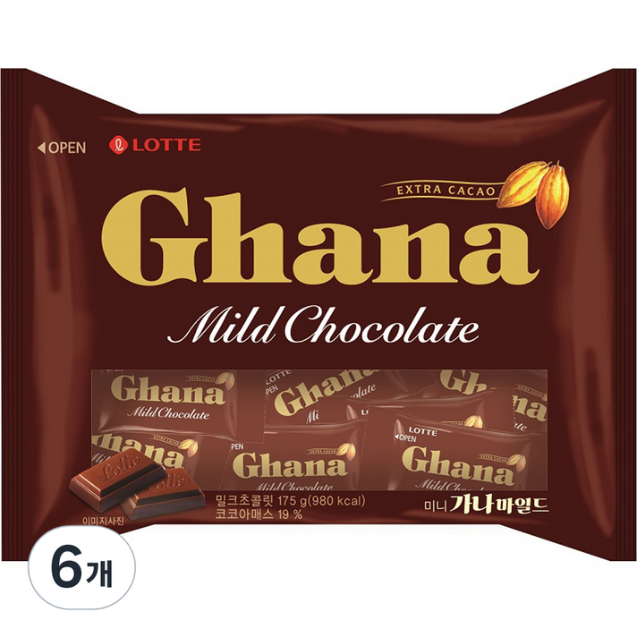  롯데제과 미니가나 마일드, 175g, 6개 