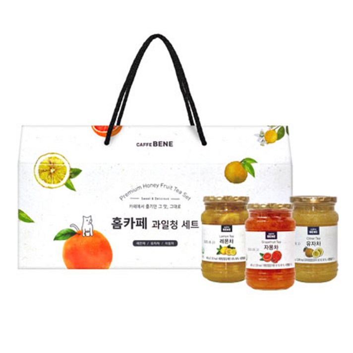 카페베네 홈카페 과일청 세트, 유자차 480g + 자몽차 480g + 레몬차 480g, 1세트