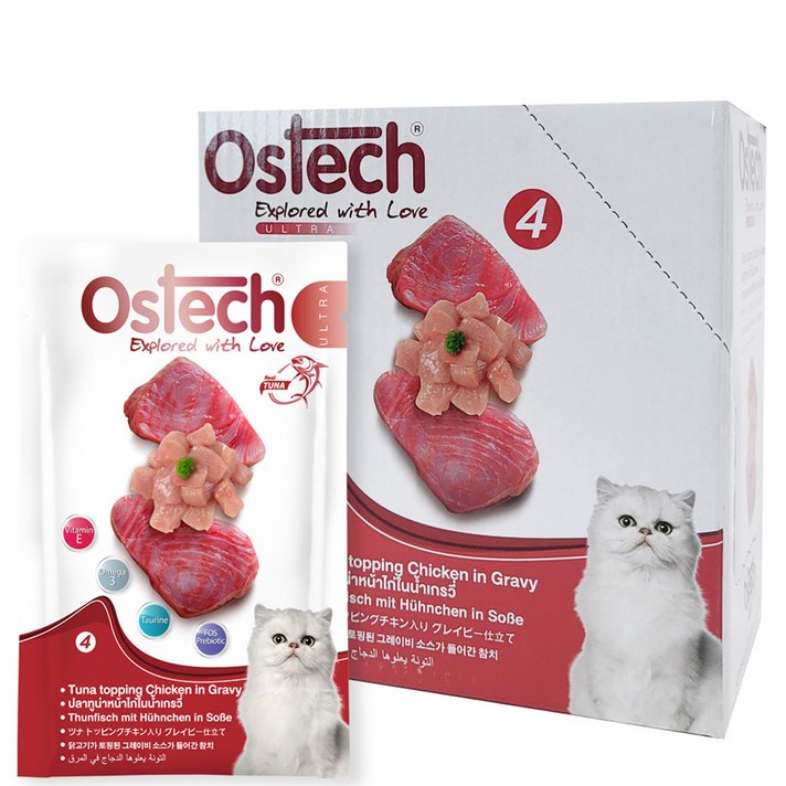 오스테크 캣 울트라 그레이비 파우치 참치 70g, 참치 닭고기 혼합맛, 70g, 12개