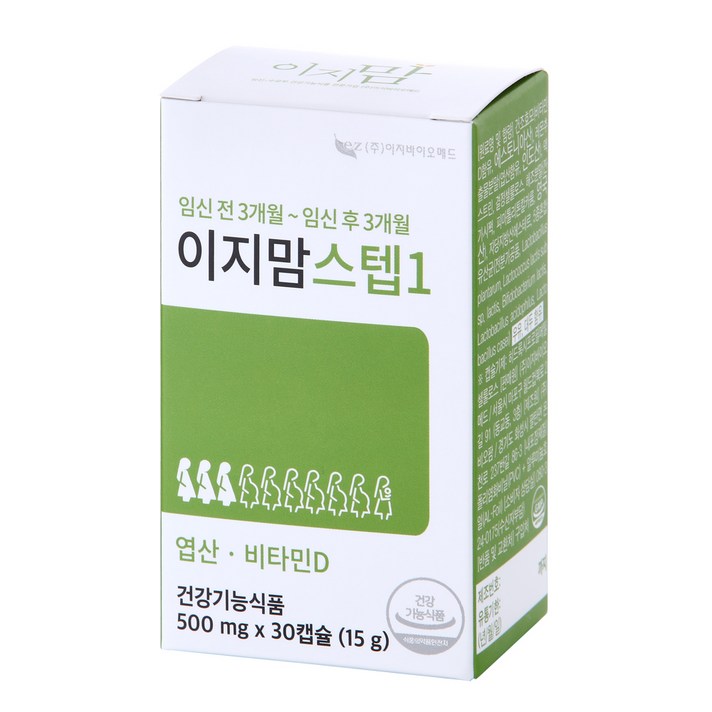 이지바이오메드 이지맘스텝1 엽산 30p, 30캡슐, 1개