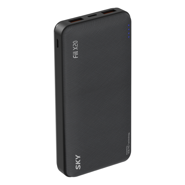 스카이 필 X20 QC3.0 PD 고속충전 대용량 보조배터리 20000mAh, SKY-X20PD, 블랙