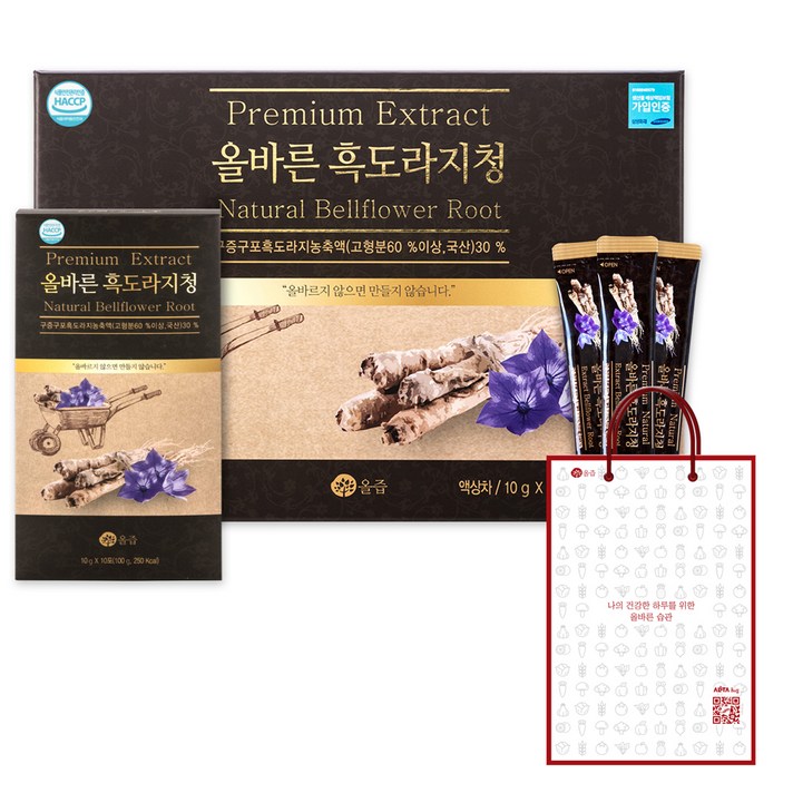 올즙 올바른 흑도라지청 10g x 30p + 쇼핑백, 30포