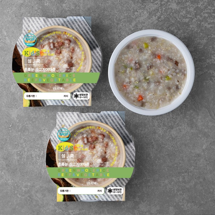 섬죽 Kids 초록눈 소고기야채죽, 180g, 3개