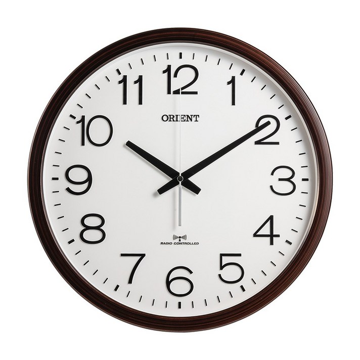 오리엔트 OT766RC RC전파수신 자동시간맞춤 대형 오피스벽시계, 다크브라운