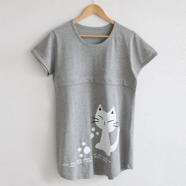 마더라이크 F 냥이발자국 반팔 수유티