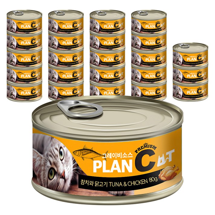 바이캣 플랜씨 그레이비소스 프리미엄 고양이 캔간식 참치 80g, 참치 + 닭고기 혼합맛, 24개