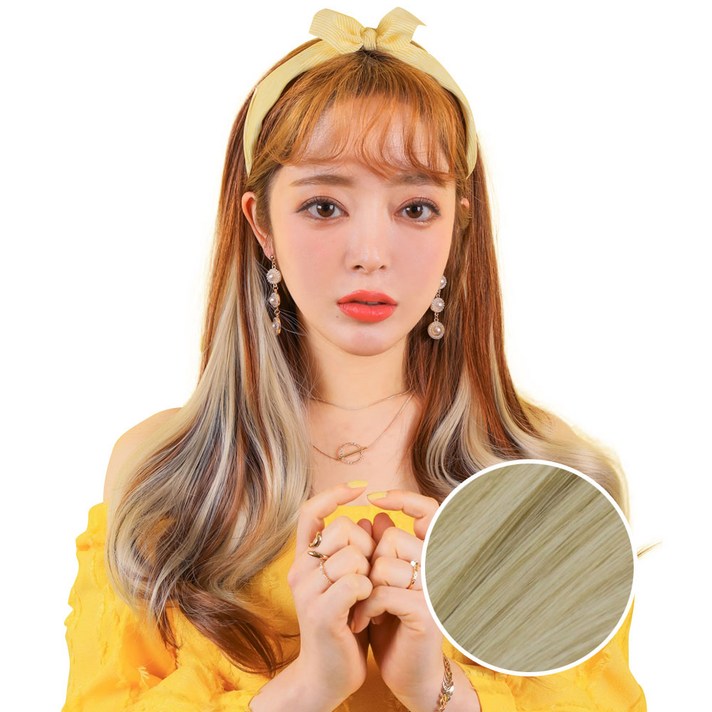 가발매니아 글램루즈 퍼스널컬러 붙임머리, 베이비크림, 3개