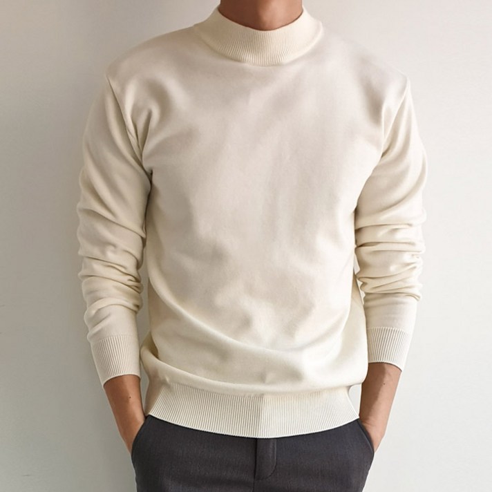 제이에이치스타일 남성용 캐시 울 니트 반목폴라