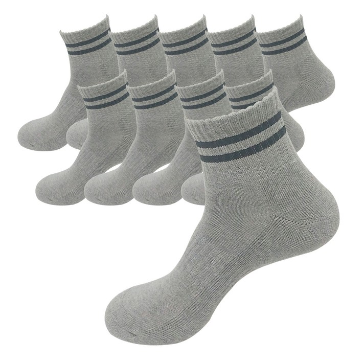 디유런 남성용 스포츠파일 중목양말 10켤레 S17, 회색(검정링글)