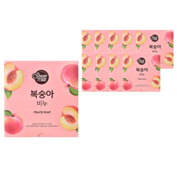 샤워메이트 비누 복숭아, 100g, 10개