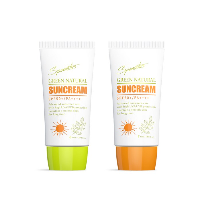 스포메틱스 그린 네츄럴 선크림 SPF50+ PA++++ 50ml 2종 세트, 1세트