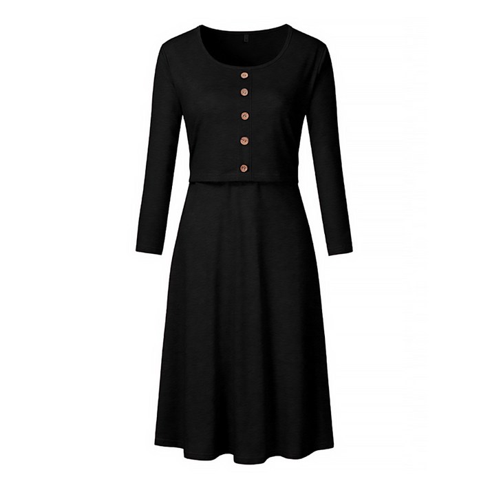 마켓A 투피스 스타일 버튼 임부 원피스