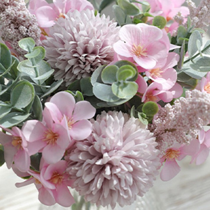 미스모네 조화 모브 유칼립투스 인테리어 꽃다발, 핑크