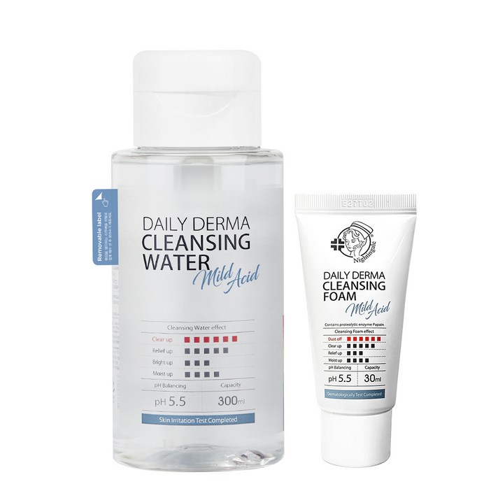 나이팅게일 약산성 클렌징워터 300ml + 약산성 폼 30ml, 1세트