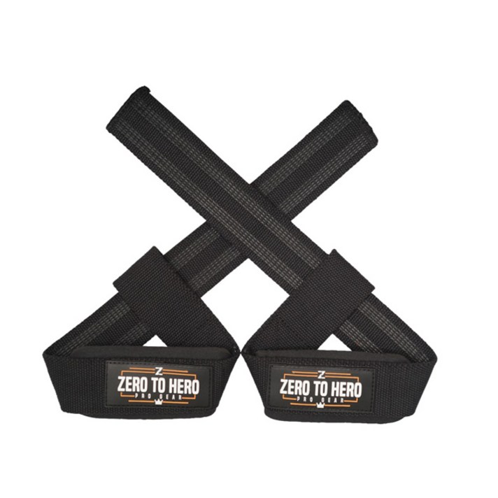 제로투히어로 논슬립 헬스 리프팅 손목보호 그립 테크 스트랩 2p, 블랙