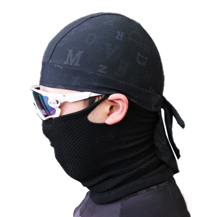 세컨윈드 냉감 자전거 조각모 쪽모자 스포츠 두건, 알파벳블랙