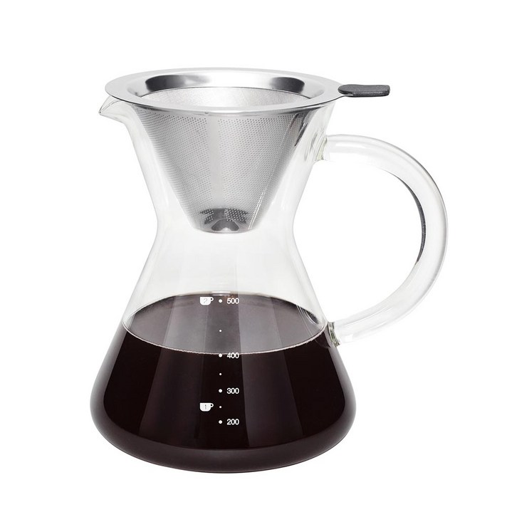 벨라쿠진 글라스 커피 드리퍼 핸드드립 세트 500ml, 혼합색상, 1세트