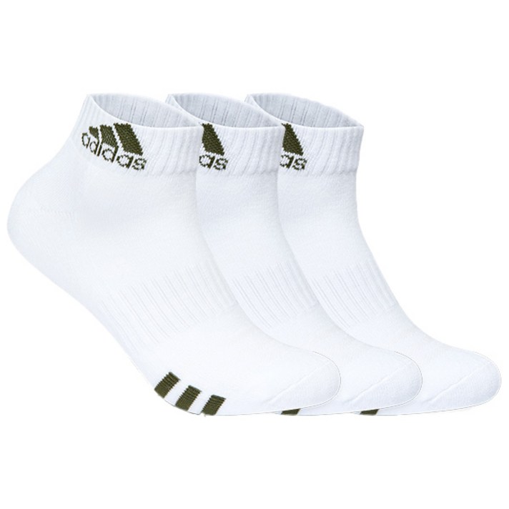 아디다스 남성용 스포츠 파일 바닥삼선 발목양말 3족, 화이트