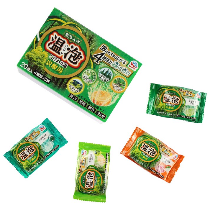 바스로망 온포 탄산 입욕제 포레스트 4종 x 5p 세트, 900g, 1세트