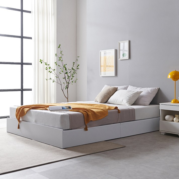 베드리움 플레인 벙커수납 침대 + 매트리스 방문설치, 화이트