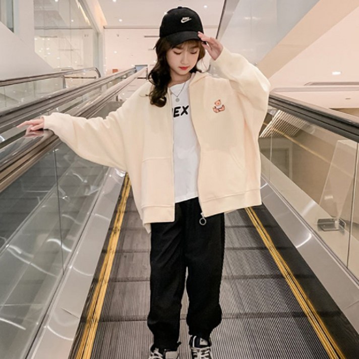 앤젤아이 여아용 오버핏곰돌후드집업