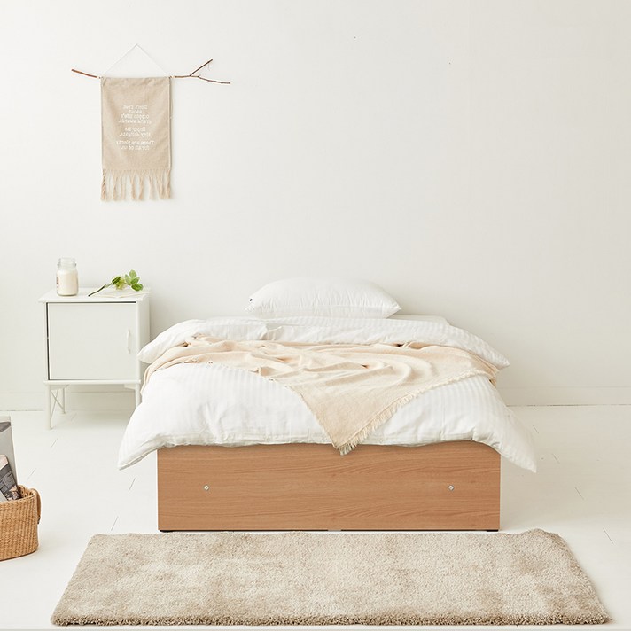 라온퍼니쳐 무헤드 멜로우 수납 침대 프레임 방문설치, 메이플콤비