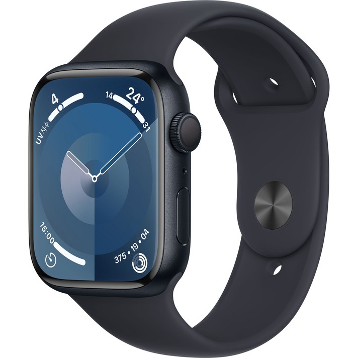  Apple 애플워치 9 GPS, 45mm, 미드나이트 / 미드나이트 스포츠 밴드, S/M 