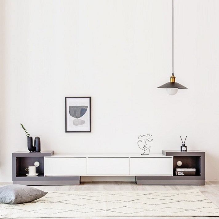  퍼리든 센디 거실장 2400 방문설치, 그레이 화이트 