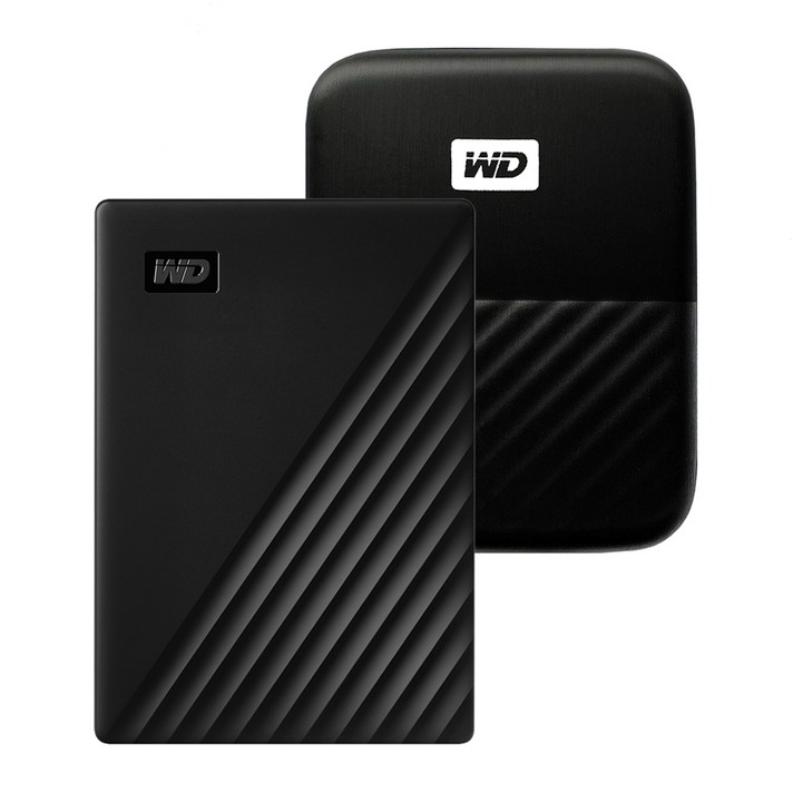 WD My Passport 휴대용 외장하드 + 파우치, 2TB, 블랙